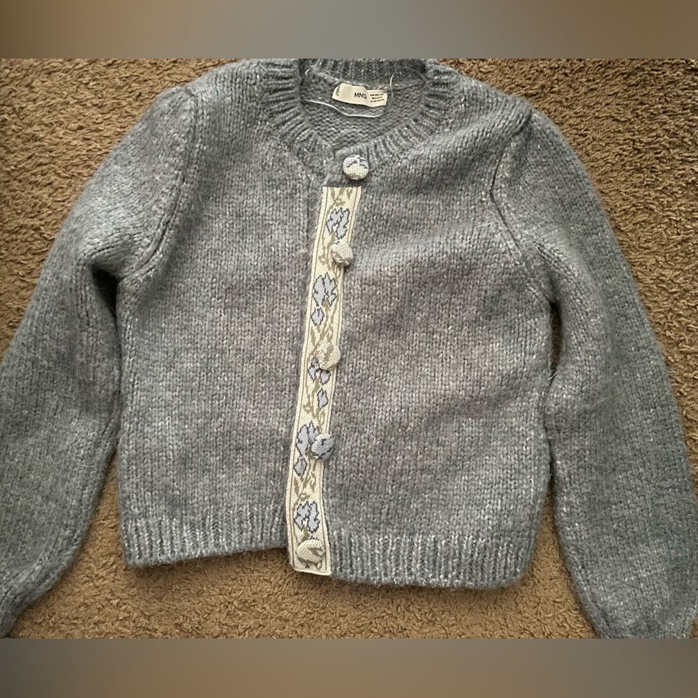 Mango Dusty Blue Cardigan